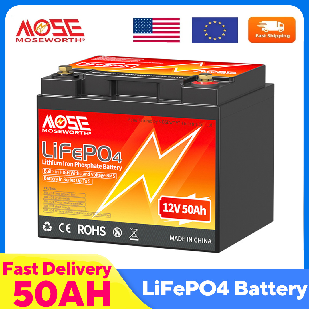 Agm Deep Cycle Battery - Baterai MOSEWORTH 12V 50Ah LiFePO4 50A